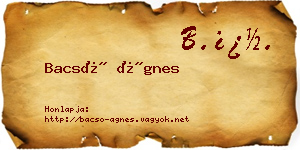 Bacsó Ágnes névjegykártya